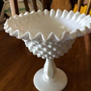 Vintage Hobnail Mid Century Fenton white milk glass